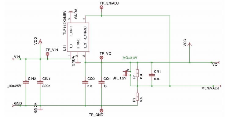 Schematic - Infineon Technologies TLS202B1 Demonstration Board