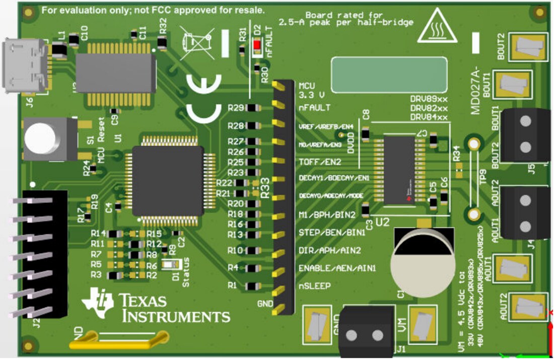 Mechanical Drawing - Texas Instruments DRV8256PEVM Motor Driver Evaluation Module