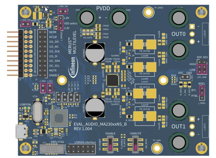 Infineon Technologies EVAL_AUDIO_MA2304DNS_B Evaluation Board