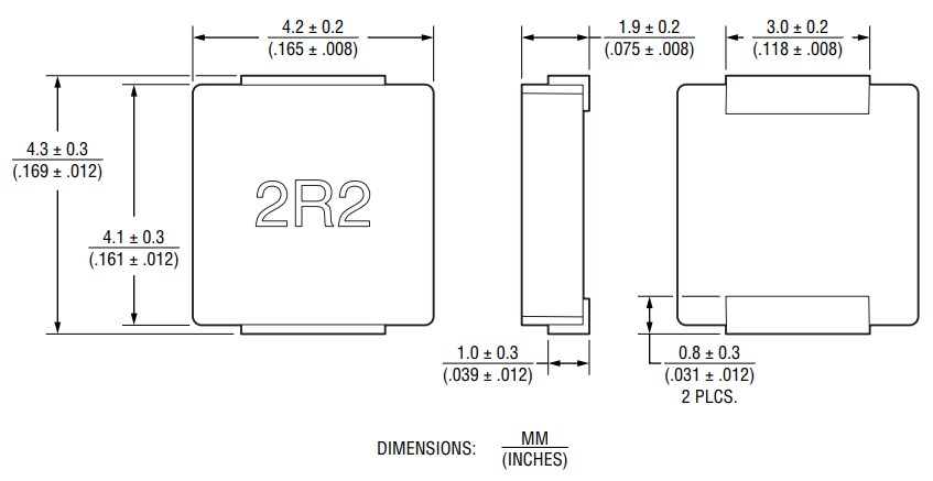 Mechanical Drawing - Bourns SRP4021HMCT Shielded Power Inductors