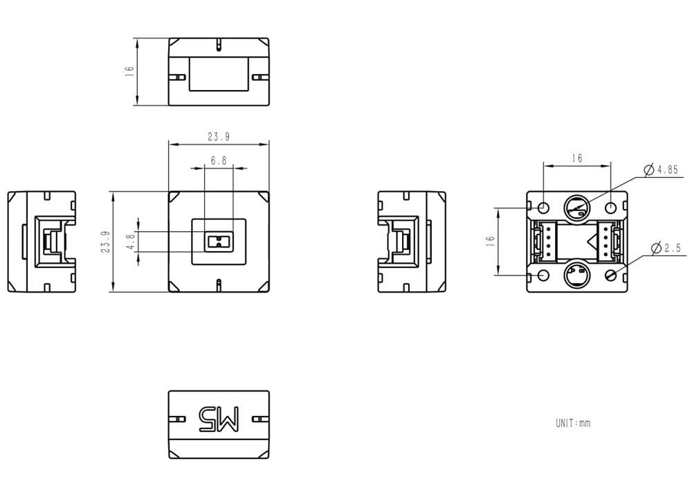 Mechanical Drawing - M5Stack Chain ToF Laser Ranging Sensor Node