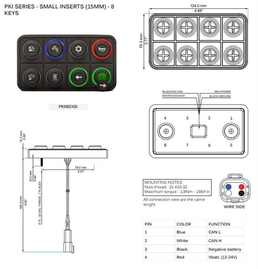 Mechanical Drawing - APEM PKI Modular Keypads